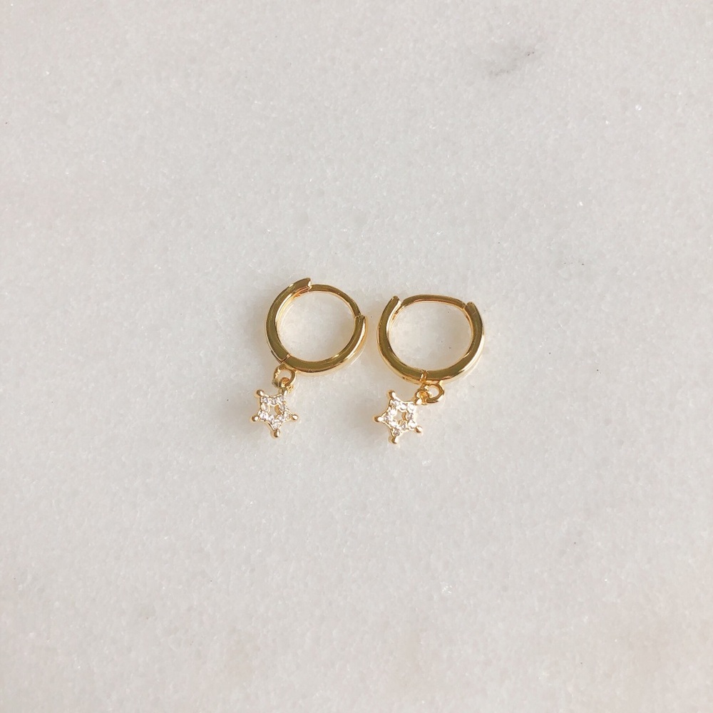 S925 silver star hoop earrings